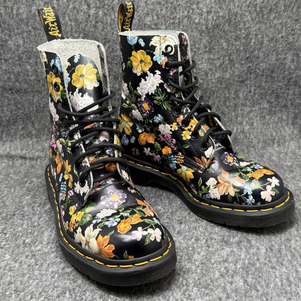 Dr. Martens 1460 Pascal Floral Boots. Sz-5 /36 EU Boho Combat Festival Rare